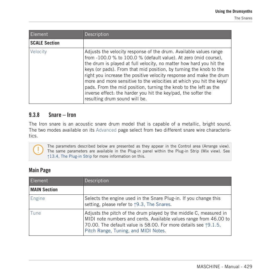 Snare – iron, 8, snare – iron, 8 snare – iron | Main page | Native Instruments MASCHINE MK3 Groove Production Studio (Black) User Manual | Page 429 / 976