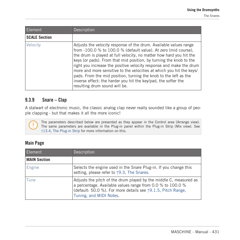 Snare – clap, 9, snare – clap, 9 snare – clap | Main page | Native Instruments MASCHINE MK3 Groove Production Studio (Black) User Manual | Page 431 / 976