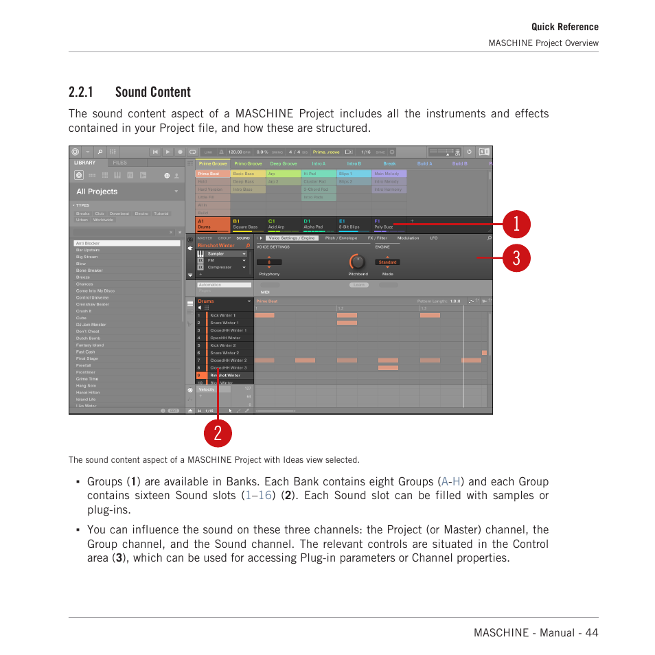 Sound content | Native Instruments MASCHINE MK3 Groove Production Studio (Black) User Manual | Page 44 / 976