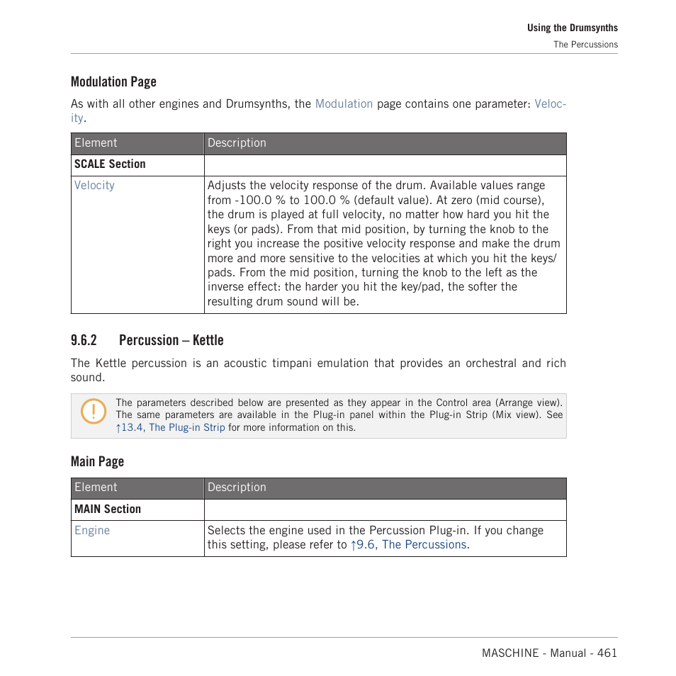 Percussion – kettle, 2, percussion – kettle, Modulation page | 2 percussion – kettle, Main page | Native Instruments MASCHINE MK3 Groove Production Studio (Black) User Manual | Page 461 / 976