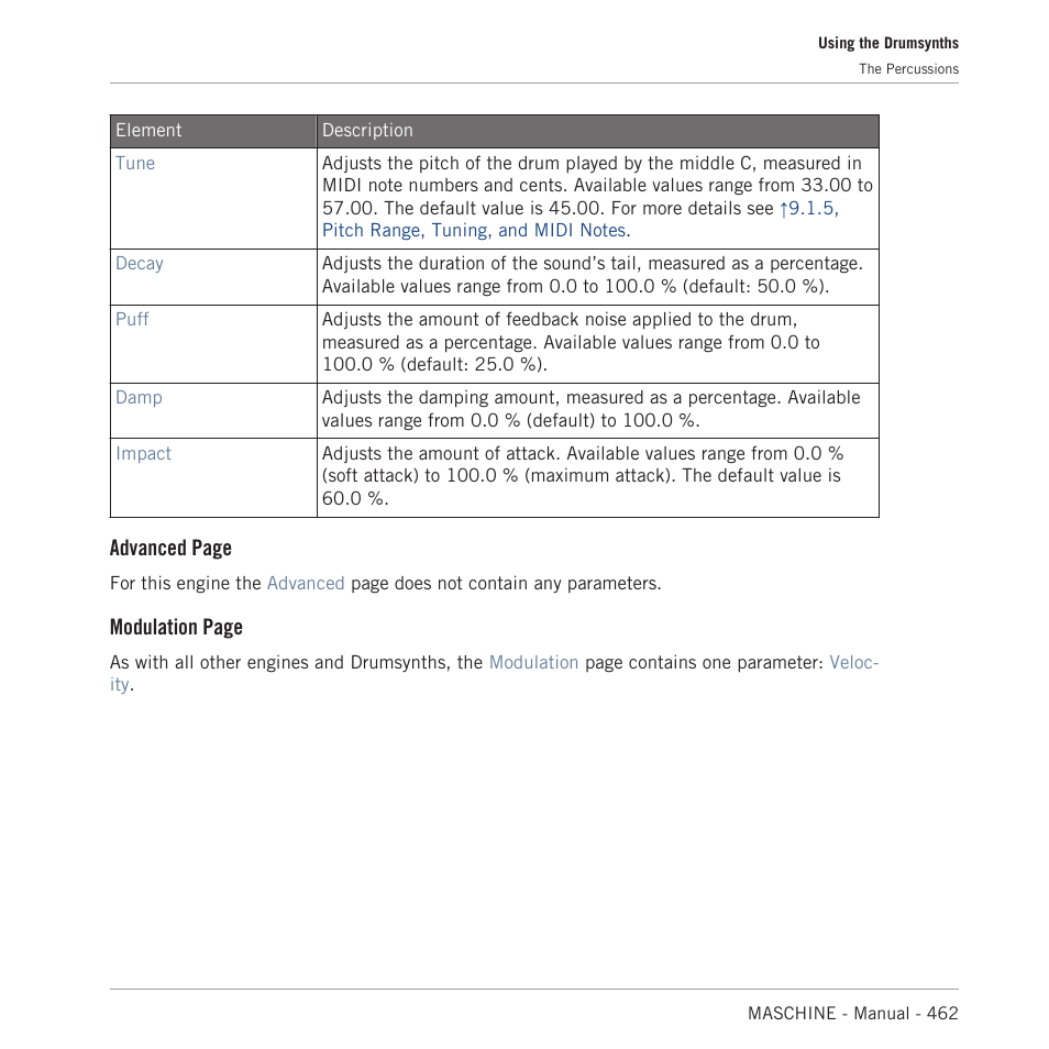 Advanced page, Modulation page | Native Instruments MASCHINE MK3 Groove Production Studio (Black) User Manual | Page 462 / 976