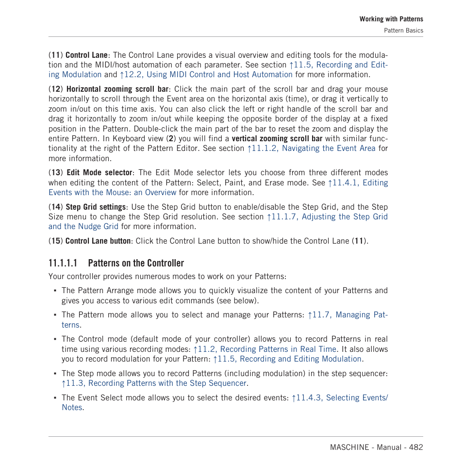 Patterns on the controller, 1 patterns on the controller | Native Instruments MASCHINE MK3 Groove Production Studio (Black) User Manual | Page 482 / 976