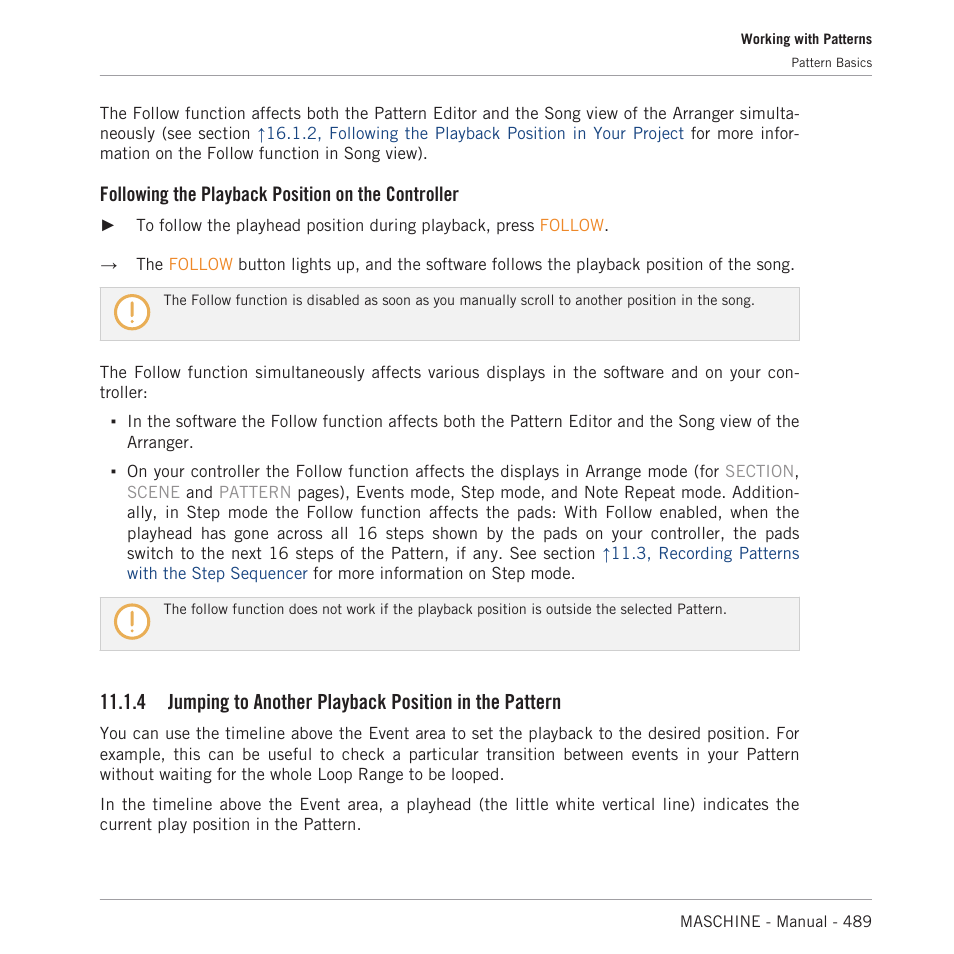 Following the playback position on the controller | Native Instruments MASCHINE MK3 Groove Production Studio (Black) User Manual | Page 489 / 976