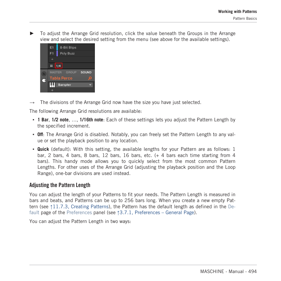 Adjusting the pattern length | Native Instruments MASCHINE MK3 Groove Production Studio (Black) User Manual | Page 494 / 976