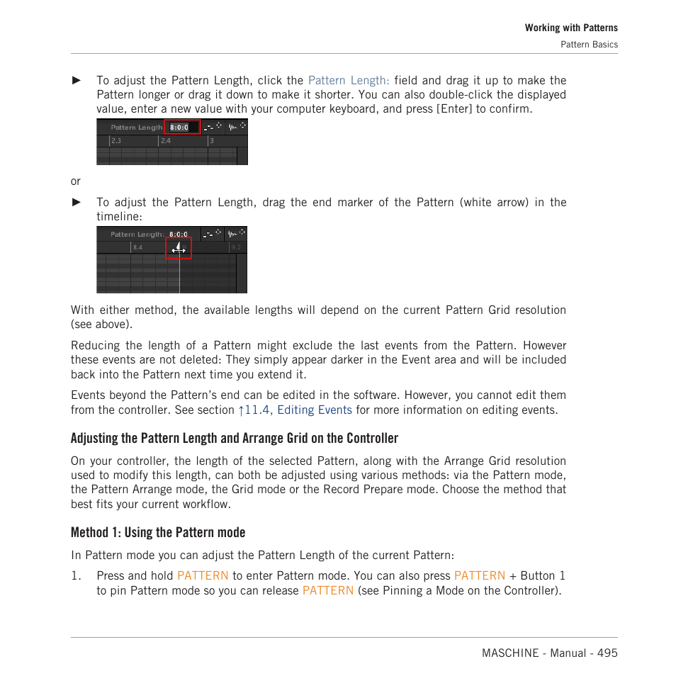 Method 1: using the pattern mode | Native Instruments MASCHINE MK3 Groove Production Studio (Black) User Manual | Page 495 / 976