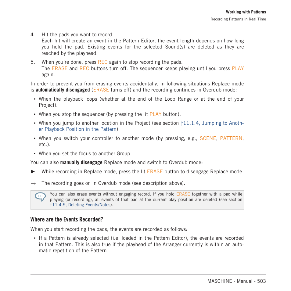 Where are the events recorded | Native Instruments MASCHINE MK3 Groove Production Studio (Black) User Manual | Page 503 / 976