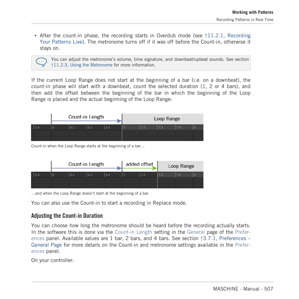 Adjusting the count-in duration | Native Instruments MASCHINE MK3 Groove Production Studio (Black) User Manual | Page 507 / 976