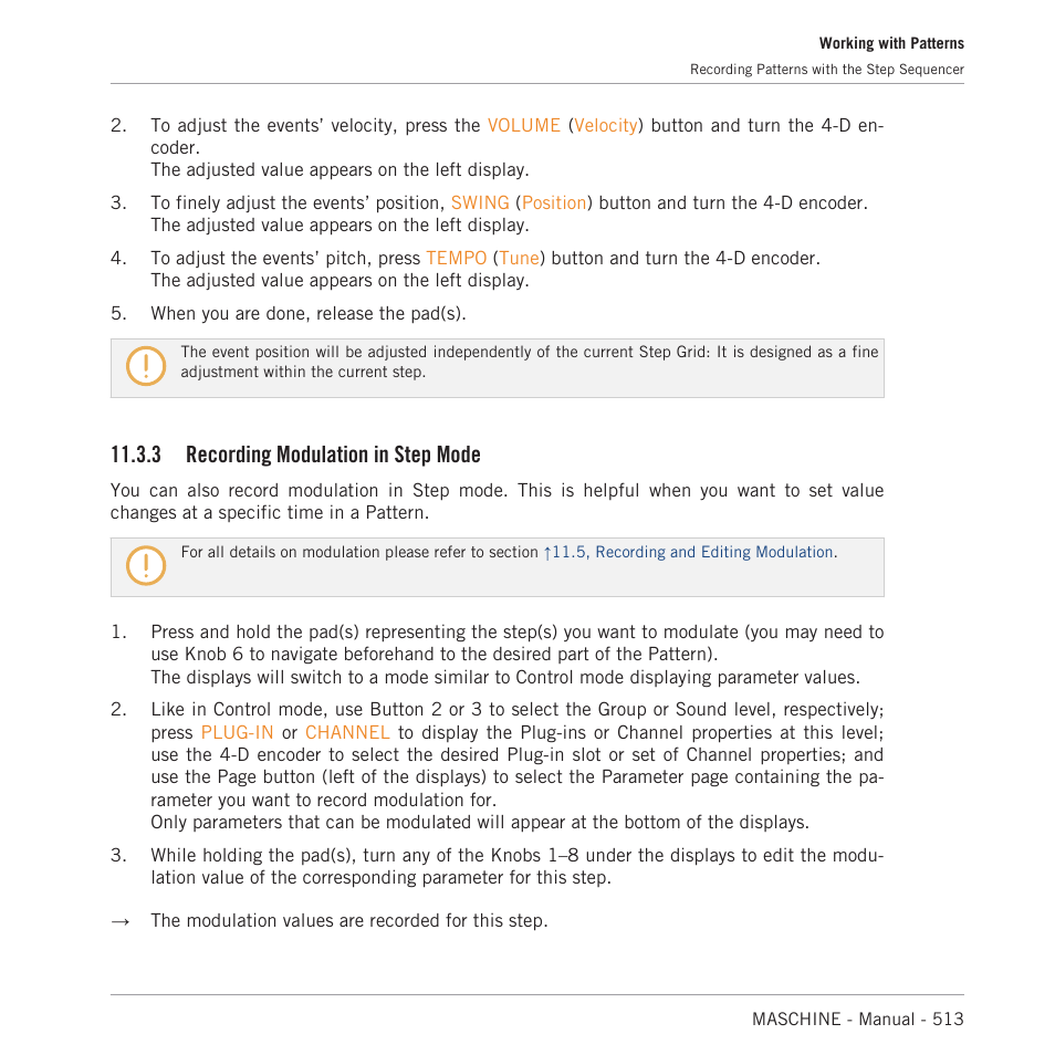 Recording modulation in step mode, 3 recording modulation in step mode | Native Instruments MASCHINE MK3 Groove Production Studio (Black) User Manual | Page 513 / 976