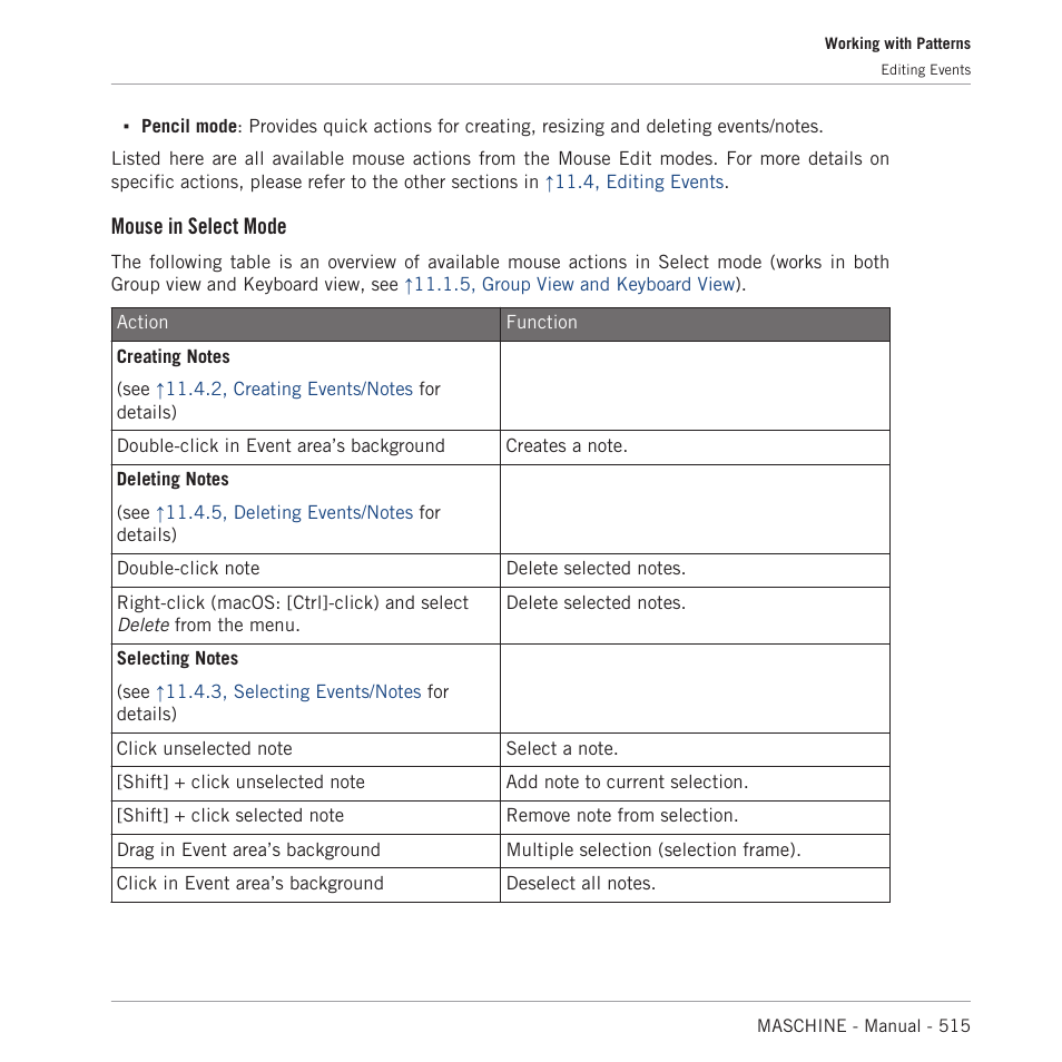 Mouse in select mode | Native Instruments MASCHINE MK3 Groove Production Studio (Black) User Manual | Page 515 / 976