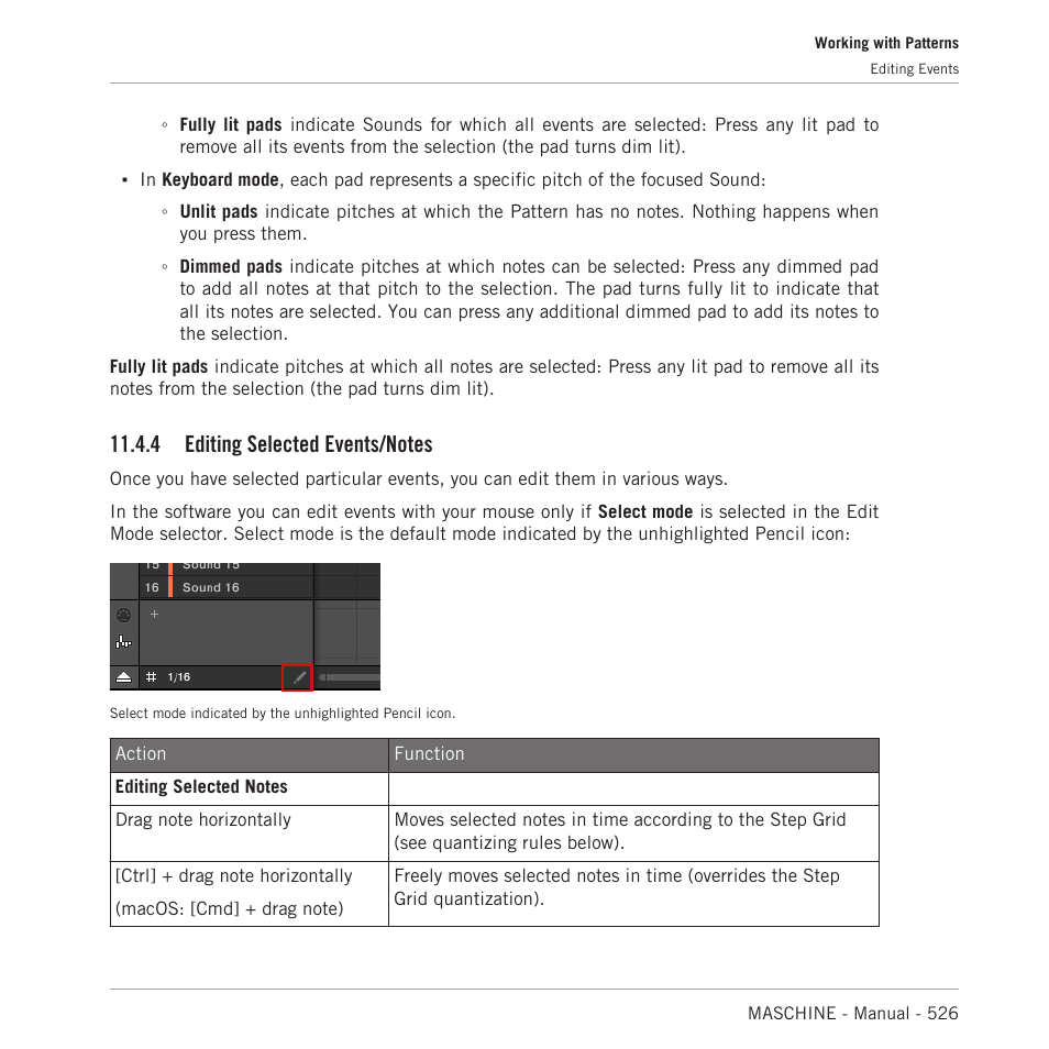 Editing selected events/notes, 4, editing selected events, Notes | 4, editing selected events/notes | Native Instruments MASCHINE MK3 Groove Production Studio (Black) User Manual | Page 526 / 976