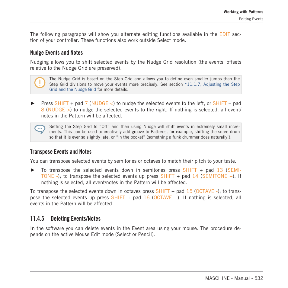 Deleting events/notes, 5, deleting events/notes | Native Instruments MASCHINE MK3 Groove Production Studio (Black) User Manual | Page 532 / 976