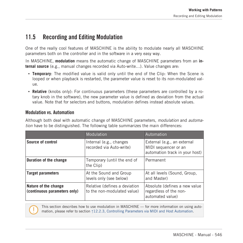 Recording and editing modulation, 5, recording and editing modulation, Tion | See section, 5, recording and editing mod, Ulation, 5, recording and edit, Ing modulation, You to record modulation for your pattern, 5 recording and editing modulation | Native Instruments MASCHINE MK3 Groove Production Studio (Black) User Manual | Page 546 / 976