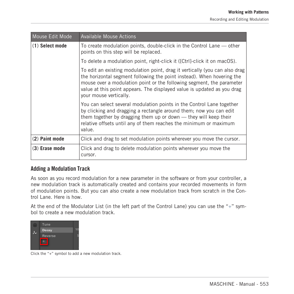 Adding a modulation track | Native Instruments MASCHINE MK3 Groove Production Studio (Black) User Manual | Page 553 / 976