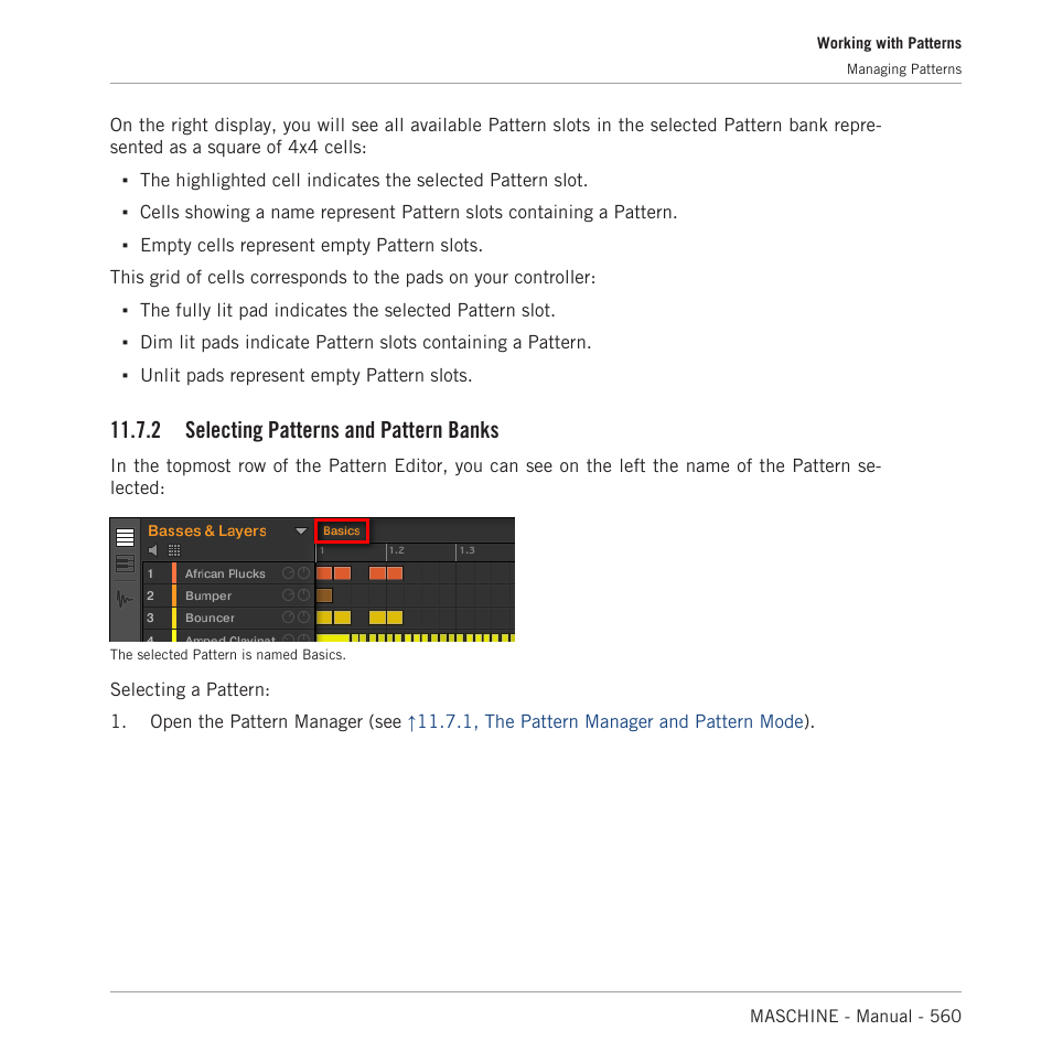 Selecting patterns and pattern banks, 2 selecting patterns and pattern banks | Native Instruments MASCHINE MK3 Groove Production Studio (Black) User Manual | Page 560 / 976