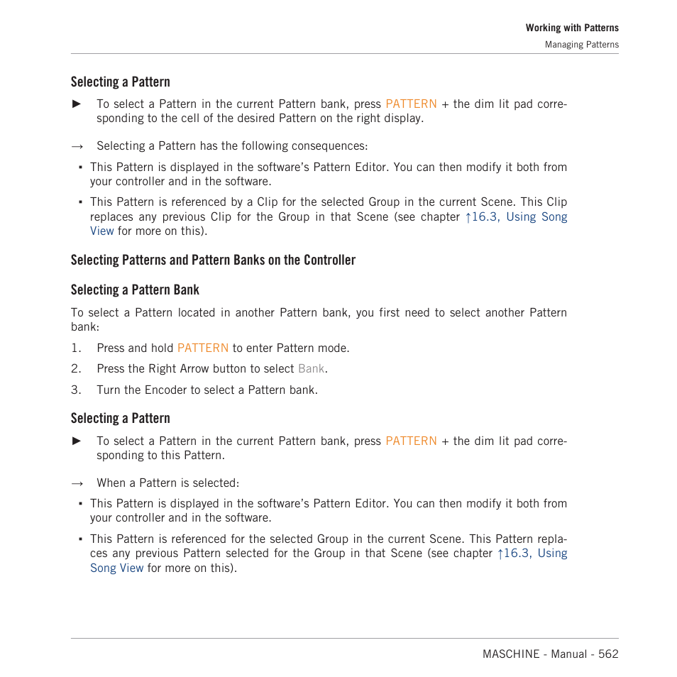 Selecting a pattern | Native Instruments MASCHINE MK3 Groove Production Studio (Black) User Manual | Page 562 / 976