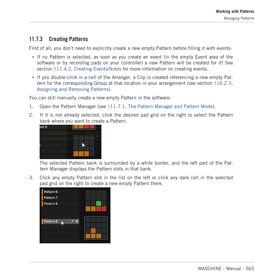 Creating patterns, 3, creating patterns, 3 creating patterns | Native Instruments MASCHINE MK3 Groove Production Studio (Black) User Manual | Page 563 / 976