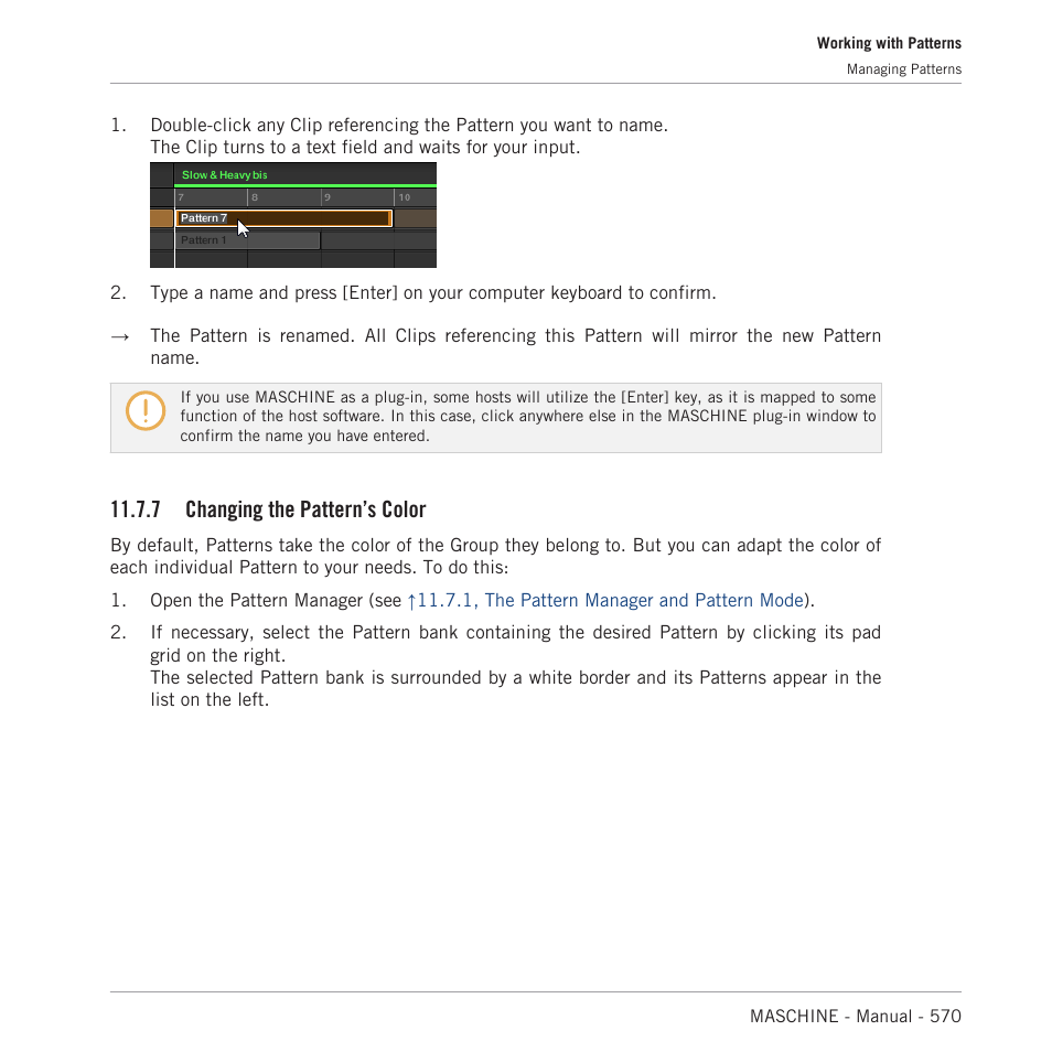 Changing the pattern’s color, 7, changing the pattern’s color, 7 changing the pattern’s color | Native Instruments MASCHINE MK3 Groove Production Studio (Black) User Manual | Page 570 / 976