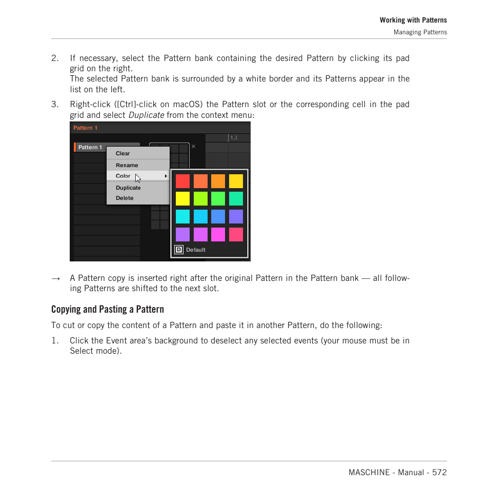 Copying and pasting a pattern | Native Instruments MASCHINE MK3 Groove Production Studio (Black) User Manual | Page 572 / 976