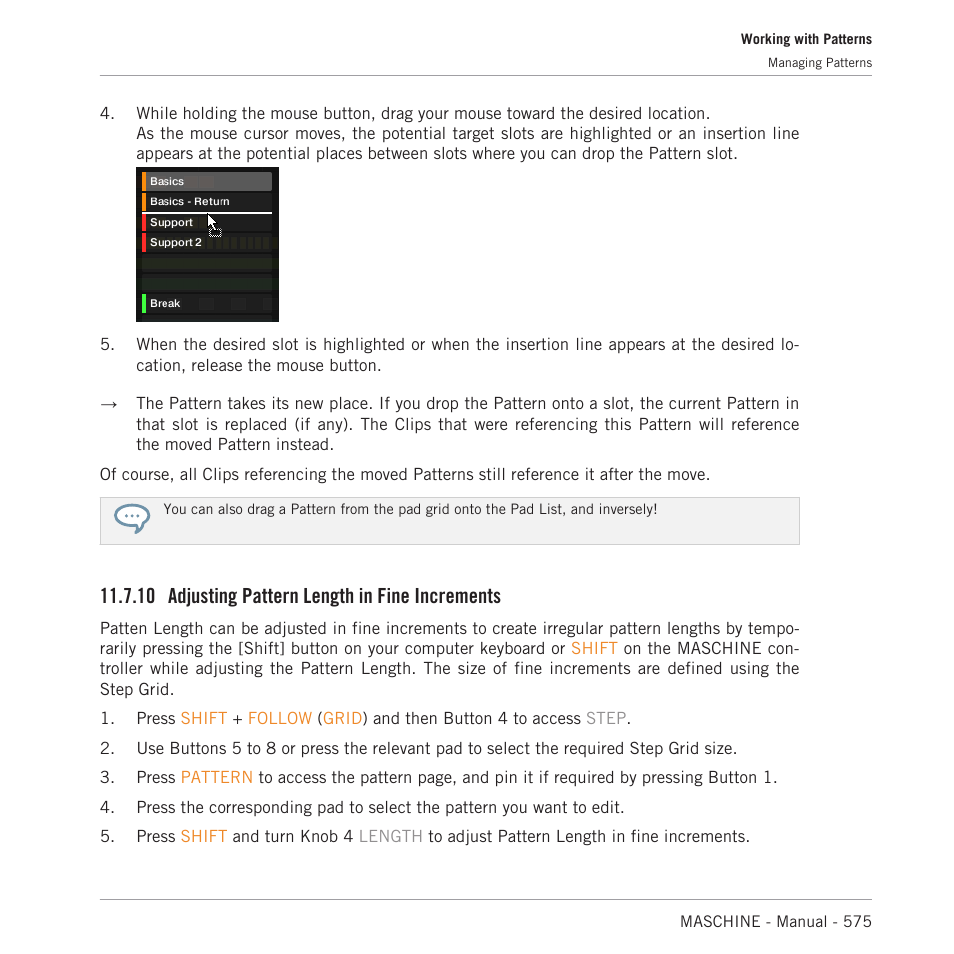 Adjusting pattern length in fine increments, 10 adjusting pattern length in fine increments | Native Instruments MASCHINE MK3 Groove Production Studio (Black) User Manual | Page 575 / 976