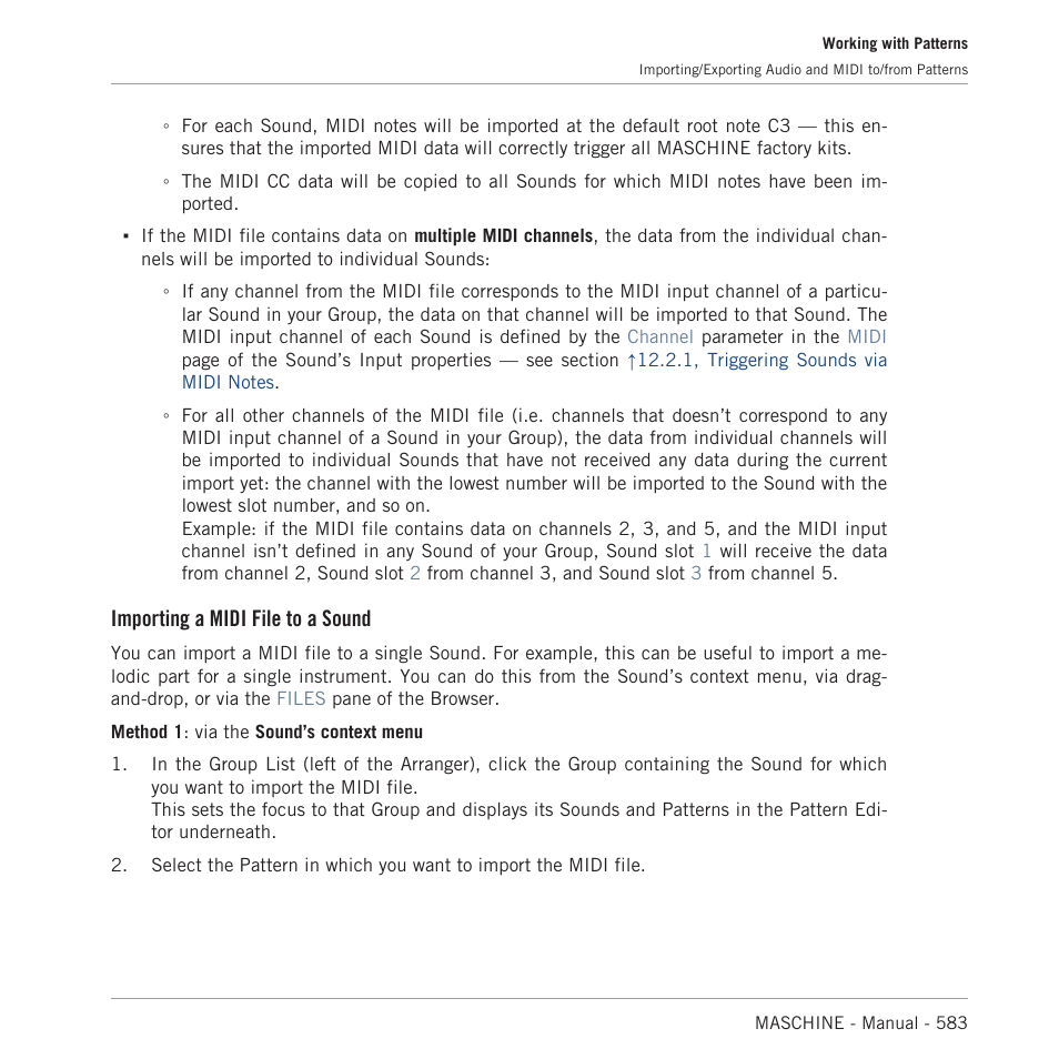 Importing a midi file to a sound | Native Instruments MASCHINE MK3 Groove Production Studio (Black) User Manual | Page 583 / 976