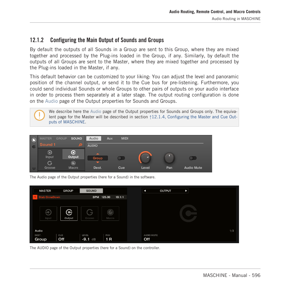 Configuring the main output of sounds and groups, 2, configuring the main output of, Sounds and groups | 2 configuring the main output of sounds and groups | Native Instruments MASCHINE MK3 Groove Production Studio (Black) User Manual | Page 596 / 976