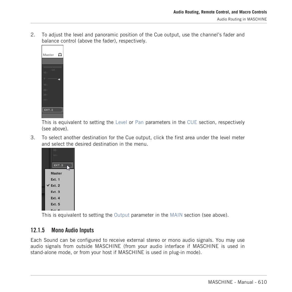 Mono audio inputs, 5 mono audio inputs | Native Instruments MASCHINE MK3 Groove Production Studio (Black) User Manual | Page 610 / 976