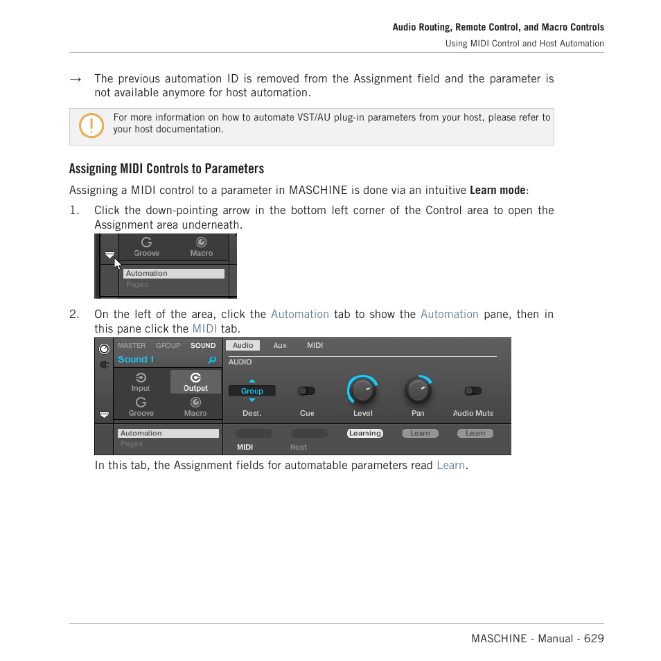 Assigning midi controls to parameters | Native Instruments MASCHINE MK3 Groove Production Studio (Black) User Manual | Page 629 / 976