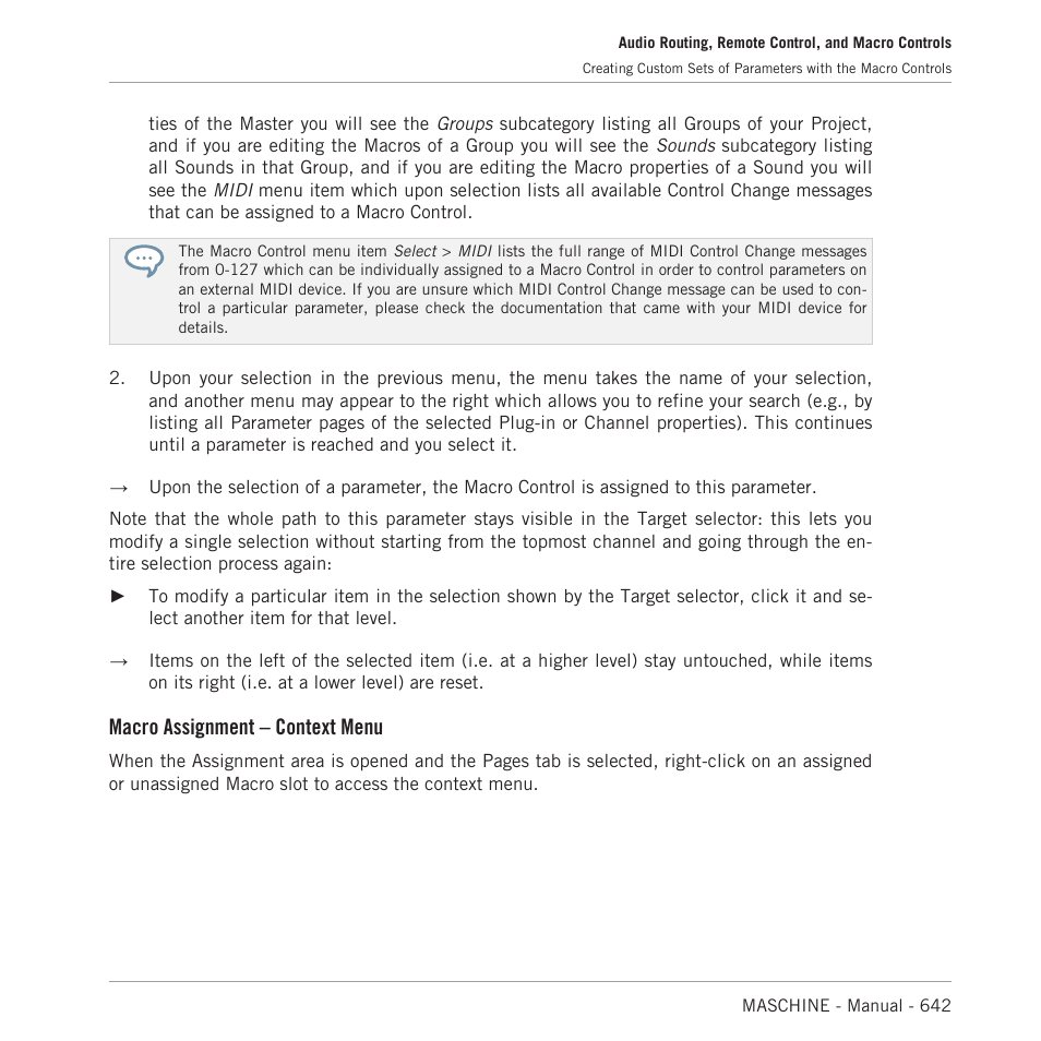 Macro assignment – context menu | Native Instruments MASCHINE MK3 Groove Production Studio (Black) User Manual | Page 642 / 976