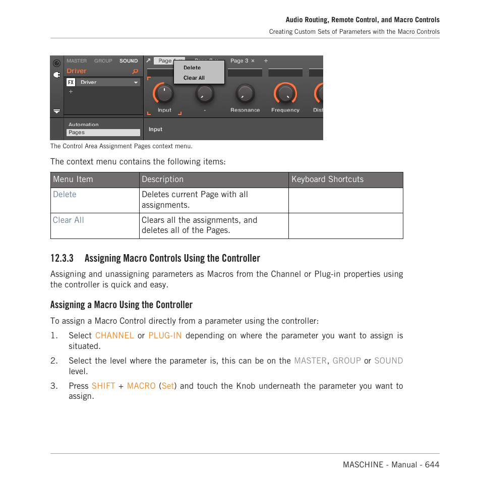 Assigning macro controls using the controller, 3 assigning macro controls using the controller, Assigning a macro using the controller | Native Instruments MASCHINE MK3 Groove Production Studio (Black) User Manual | Page 644 / 976