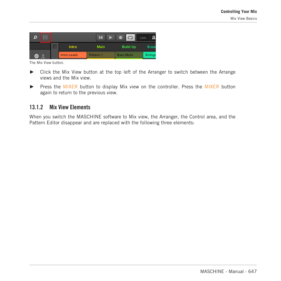 Mix view elements, 2 mix view elements | Native Instruments MASCHINE MK3 Groove Production Studio (Black) User Manual | Page 647 / 976