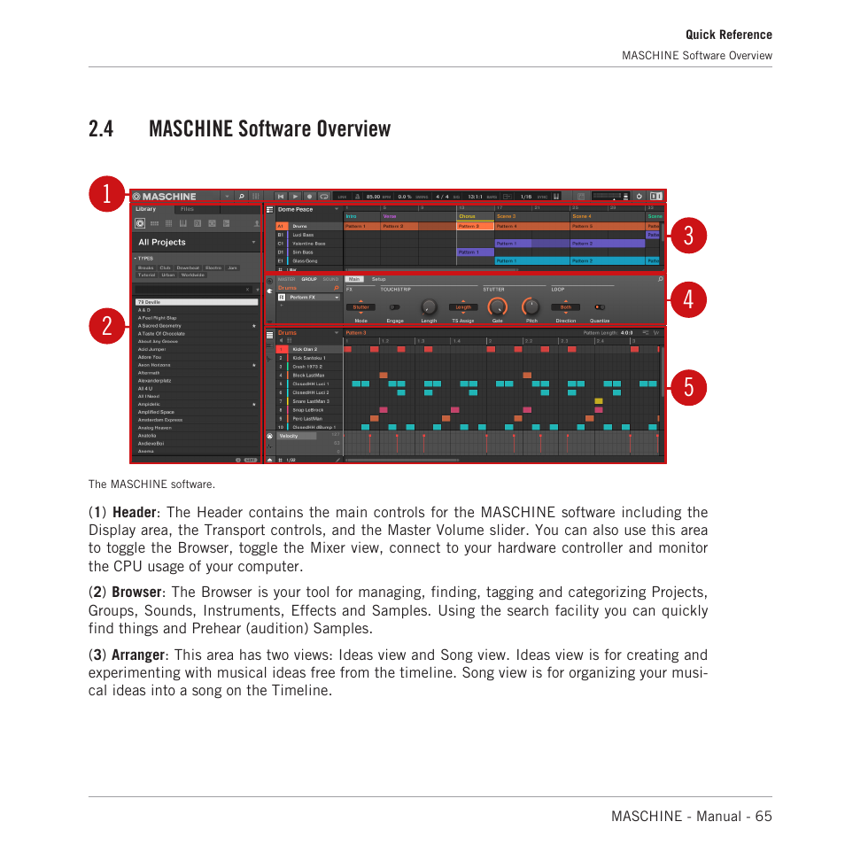 Maschine software overview, 4, maschine software overview, 4 maschine software overview | Native Instruments MASCHINE MK3 Groove Production Studio (Black) User Manual | Page 65 / 976