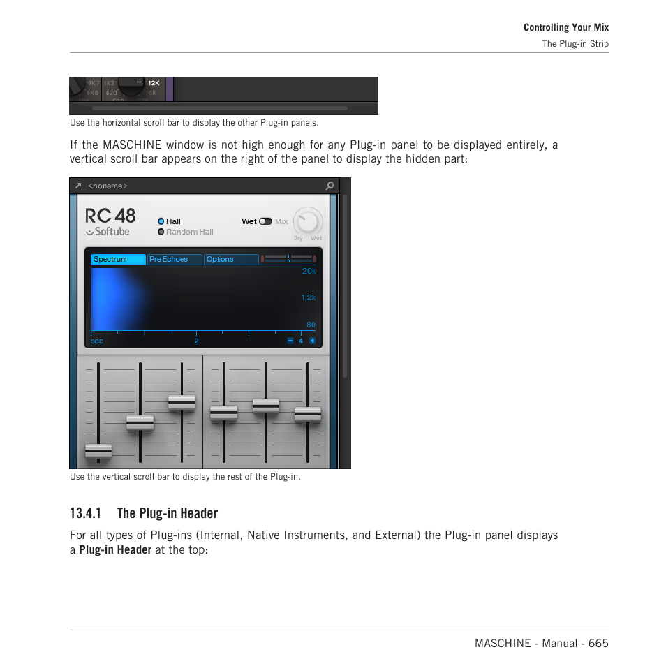 The plug-in header, 1, the plug-in, Header | 1 the plug-in header | Native Instruments MASCHINE MK3 Groove Production Studio (Black) User Manual | Page 665 / 976