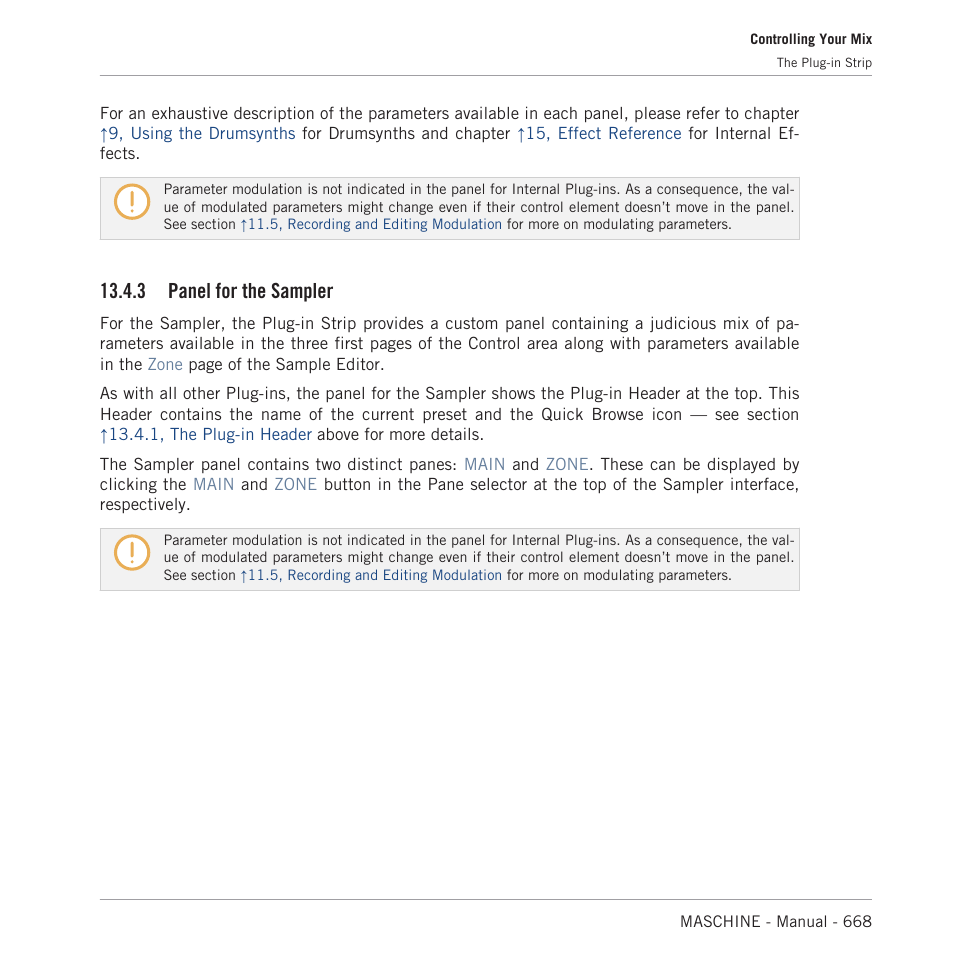 Panel for the sampler, In section, 3, panel for the sampler | 3 panel for the sampler | Native Instruments MASCHINE MK3 Groove Production Studio (Black) User Manual | Page 668 / 976