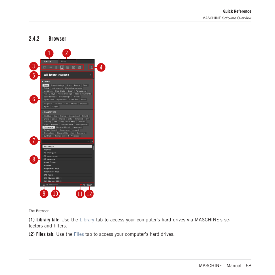 Browser | Native Instruments MASCHINE MK3 Groove Production Studio (Black) User Manual | Page 68 / 976