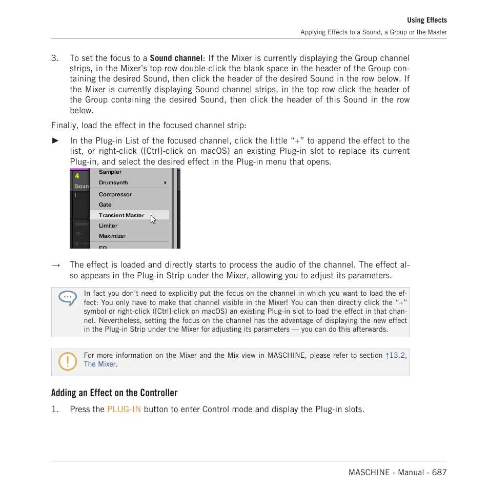 Adding an effect on the controller | Native Instruments MASCHINE MK3 Groove Production Studio (Black) User Manual | Page 687 / 976