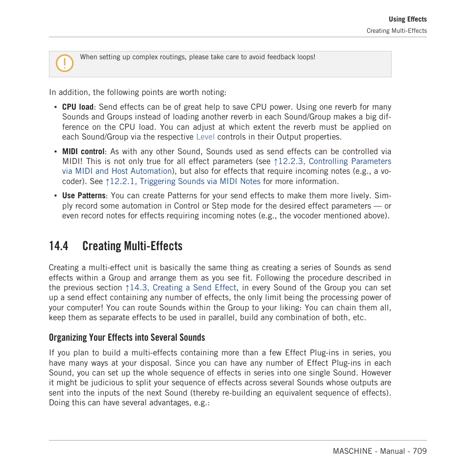 Creating multi-effects, 4 creating multi-effects, Organizing your effects into several sounds | Native Instruments MASCHINE MK3 Groove Production Studio (Black) User Manual | Page 709 / 976