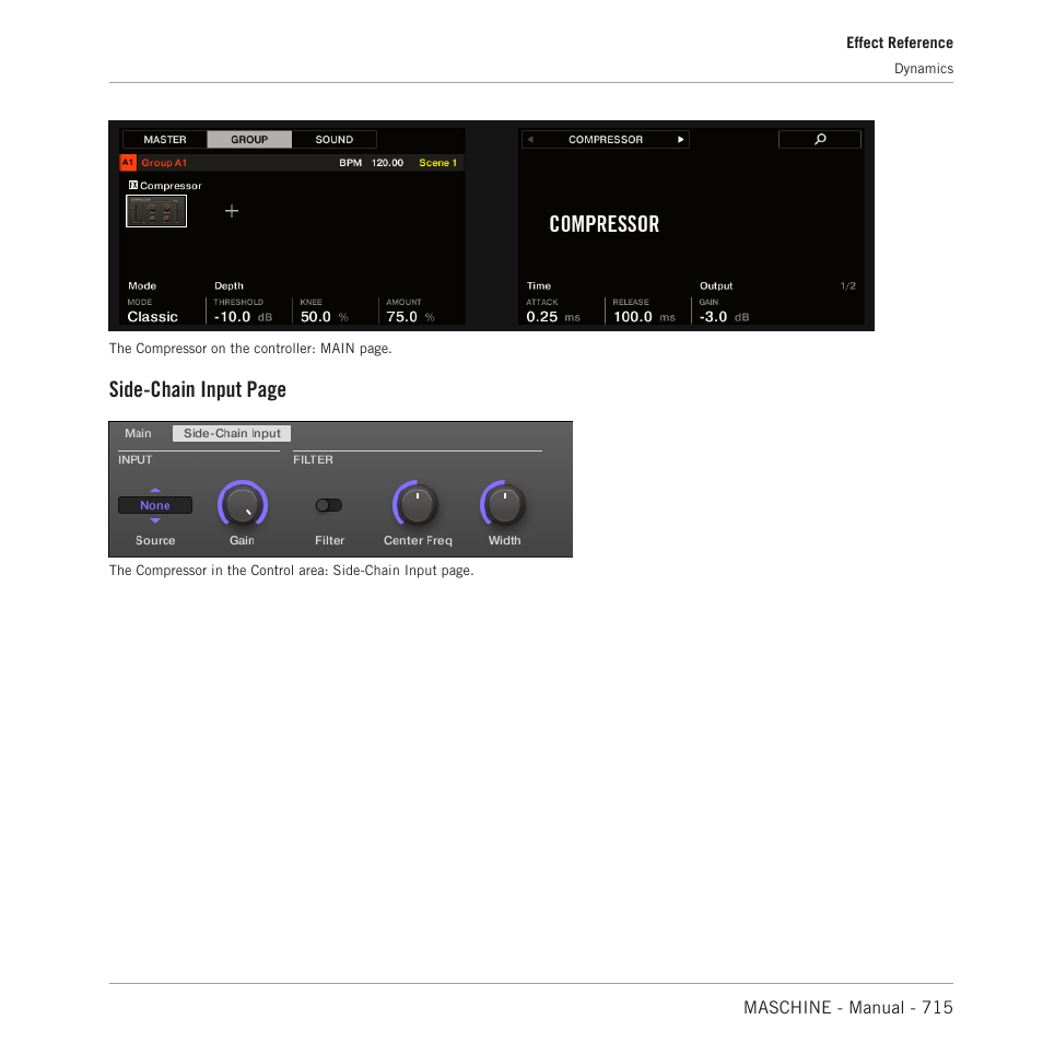 Side-chain input page | Native Instruments MASCHINE MK3 Groove Production Studio (Black) User Manual | Page 715 / 976