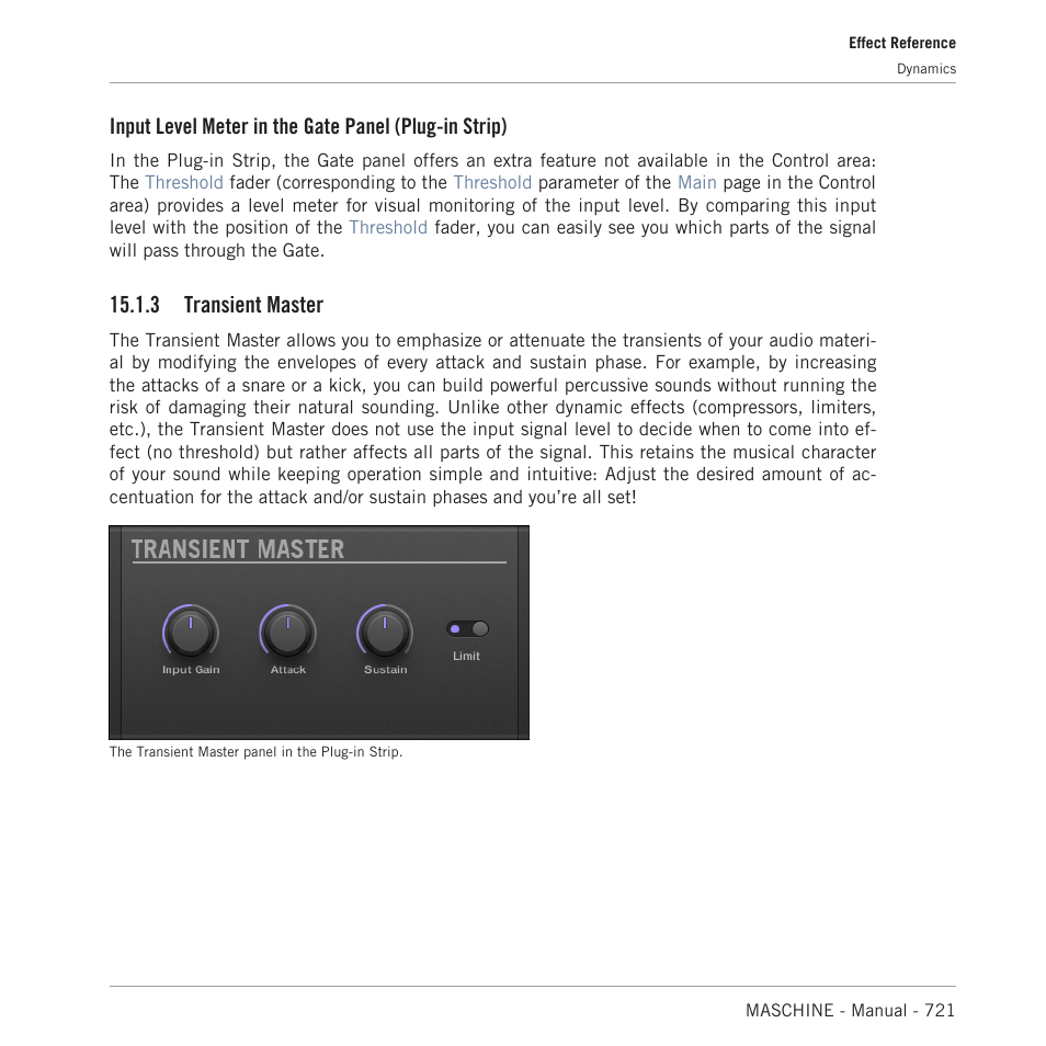 Transient master, 3 transient master | Native Instruments MASCHINE MK3 Groove Production Studio (Black) User Manual | Page 721 / 976