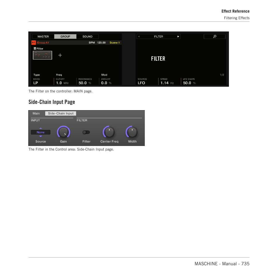 Side-chain input page | Native Instruments MASCHINE MK3 Groove Production Studio (Black) User Manual | Page 735 / 976