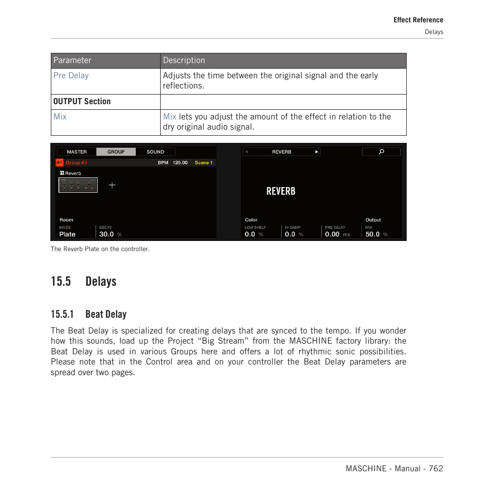 Delays, Beat delay, 5, delays | 5 delays, 1 beat delay | Native Instruments MASCHINE MK3 Groove Production Studio (Black) User Manual | Page 762 / 976