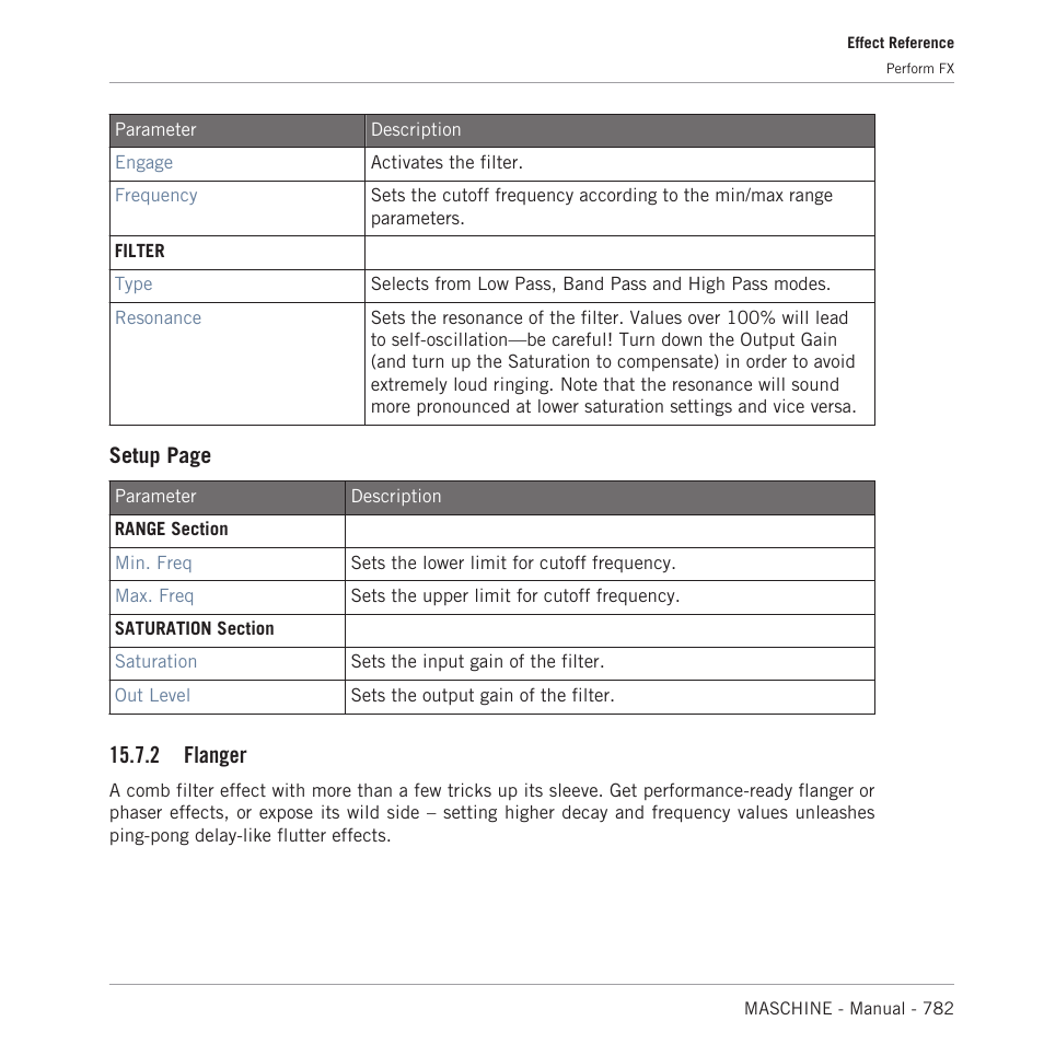 Flanger, 2, flanger, Setup page | 2 flanger | Native Instruments MASCHINE MK3 Groove Production Studio (Black) User Manual | Page 782 / 976