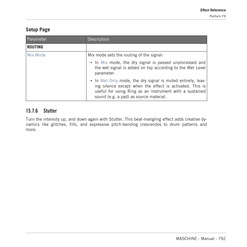 Stutter, Terns and more. for more information see section, 6, stutter | Setup page, 6 stutter | Native Instruments MASCHINE MK3 Groove Production Studio (Black) User Manual | Page 792 / 976