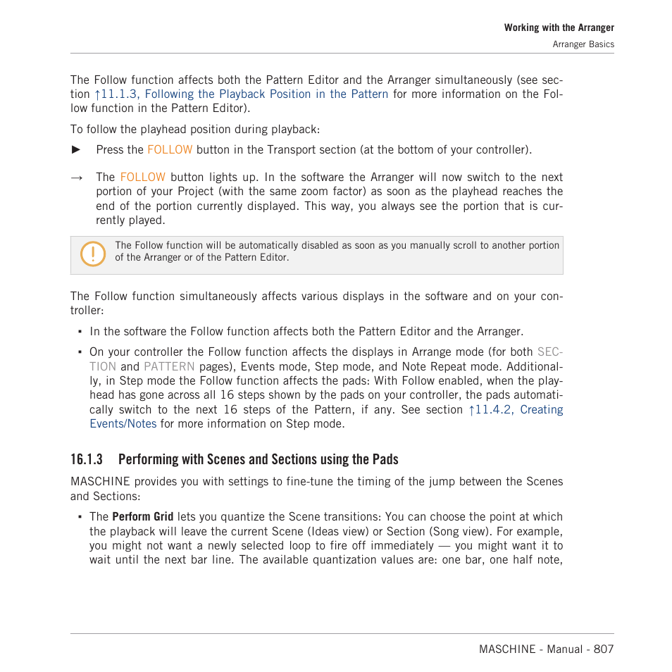 Performing with scenes and sections using the pads | Native Instruments MASCHINE MK3 Groove Production Studio (Black) User Manual | Page 807 / 976