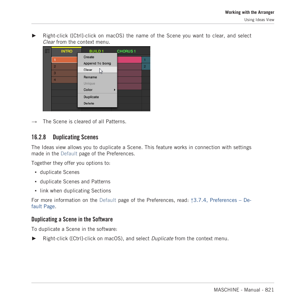 Duplicating scenes, 8 duplicating scenes, Duplicating a scene in the software | Native Instruments MASCHINE MK3 Groove Production Studio (Black) User Manual | Page 821 / 976