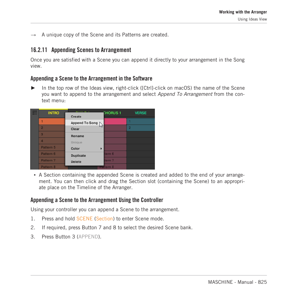 Appending scenes to arrangement, 11 appending scenes to arrangement | Native Instruments MASCHINE MK3 Groove Production Studio (Black) User Manual | Page 825 / 976