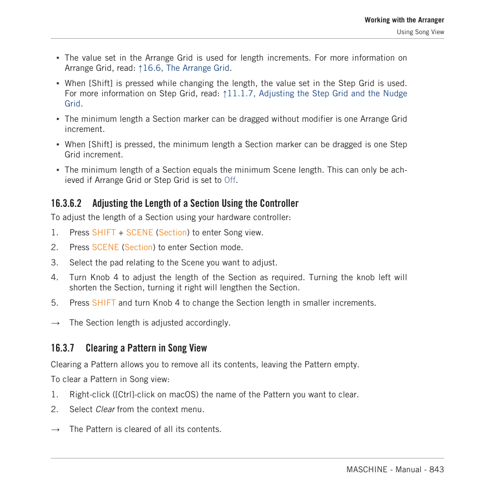 Clearing a pattern in song view, 7 clearing a pattern in song view | Native Instruments MASCHINE MK3 Groove Production Studio (Black) User Manual | Page 843 / 976