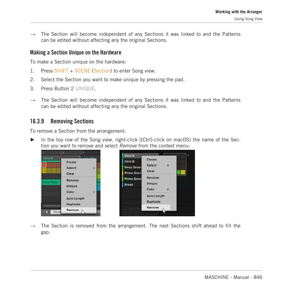 Removing sections | Native Instruments MASCHINE MK3 Groove Production Studio (Black) User Manual | Page 846 / 976