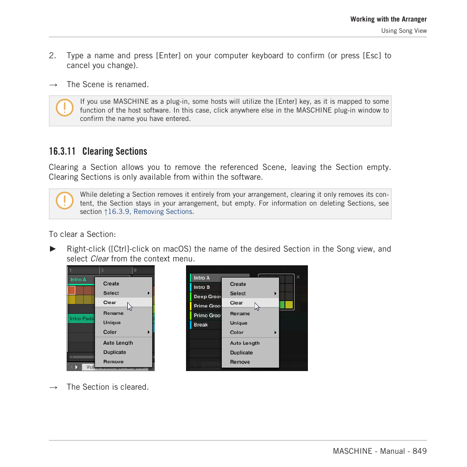 Clearing sections, 11 clearing sections | Native Instruments MASCHINE MK3 Groove Production Studio (Black) User Manual | Page 849 / 976