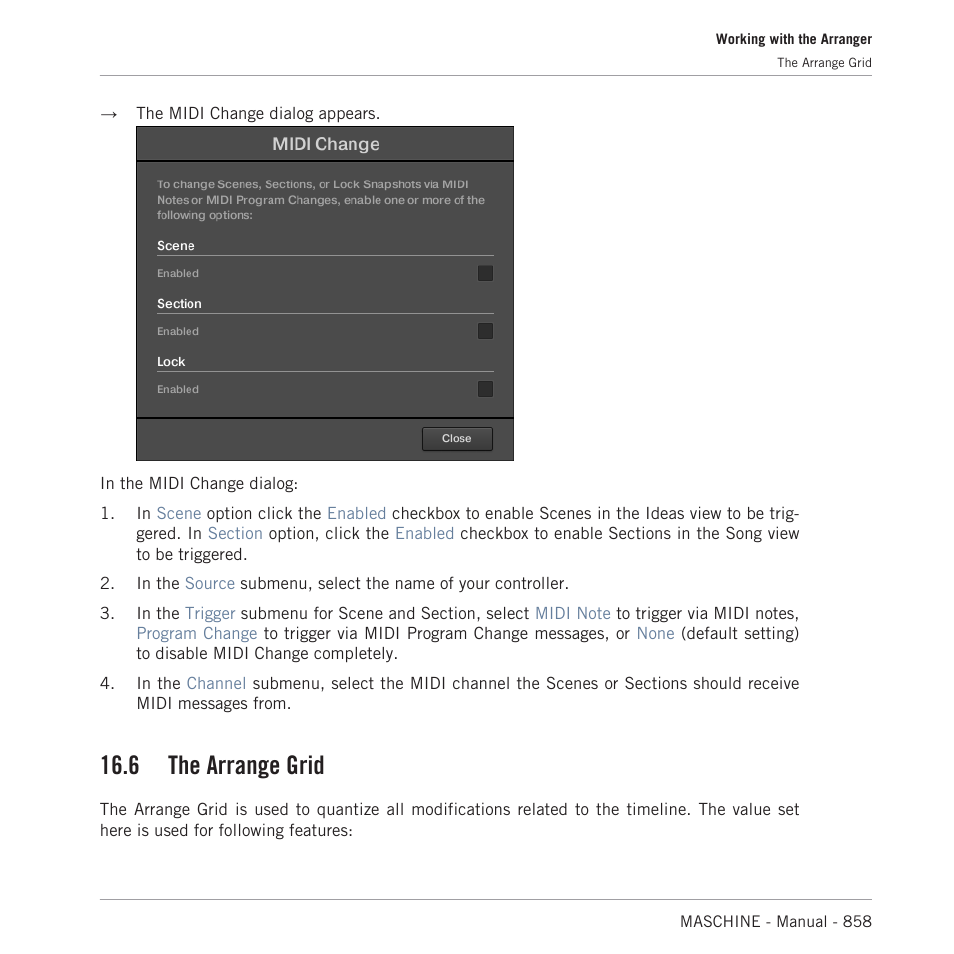 The arrange grid, 6, the arrange grid, 6 the arrange grid | Native Instruments MASCHINE MK3 Groove Production Studio (Black) User Manual | Page 858 / 976