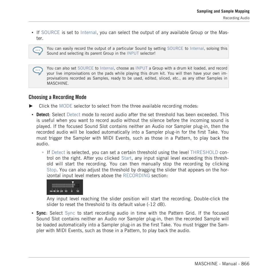 Choosing a recording mode | Native Instruments MASCHINE MK3 Groove Production Studio (Black) User Manual | Page 866 / 976